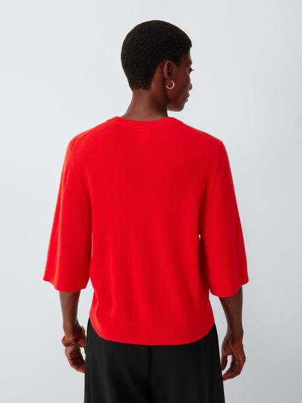 John Lewis Cashmere Half Sleeve Crew Neck Jumper - view 2, Orange