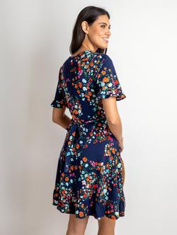 Pour Moi Birdie Stretch Viscose Jersey Wrap Front Dress, Navy/Multi - view 2, Navy/Multi