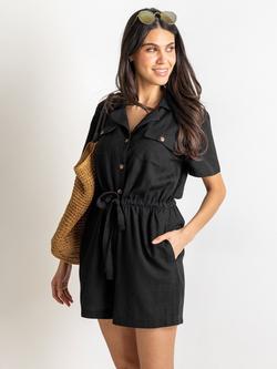 Pour Moi Textured Woven Utility Playsuit, Black, Black