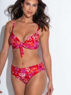 Pour Moi Casablanca Tie Front Bikini Top, Red Floral - view 2, Red Floral