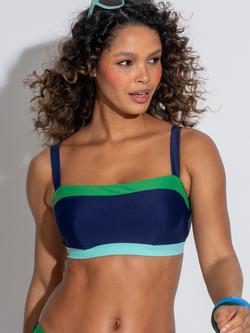 Pour Moi Palm Springs Cami Bikini Top, Navy/Green, Navy/Green
