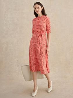 Hobbs Cathy Abstract Jersey Dress, Red/Ivory, Red/Ivory