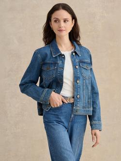 Hobbs Vivienne Relaxed Fit Denim Jacket, Mid Wash, Mid Wash