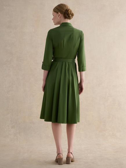 Hobbs Petite Brigitta Shirt Dress, Pine Green - view 2, Pine Green