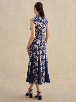 Hobbs Quin Embroidered Floral Midi Dress, Midnight/Blush - view 2, Midnight/Blush