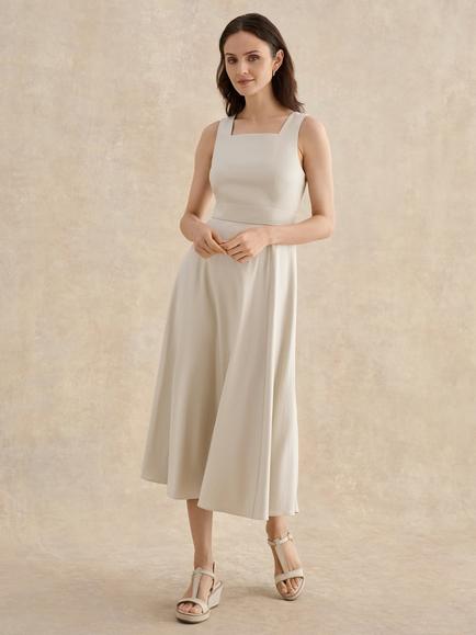 Hobbs Trinity Linen Blend Midi Dress, Neutral, Neutral