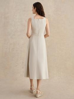Hobbs Trinity Linen Blend Midi Dress, Neutral - view 2, Neutral