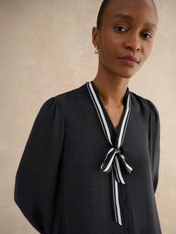 Hobbs Valerie Polka Dot Mini Dress, Navy/Ivory - view 2, Navy/Ivory