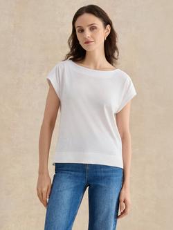 Hobbs Alycia Boat Neck Slub T-Shirt, White, White