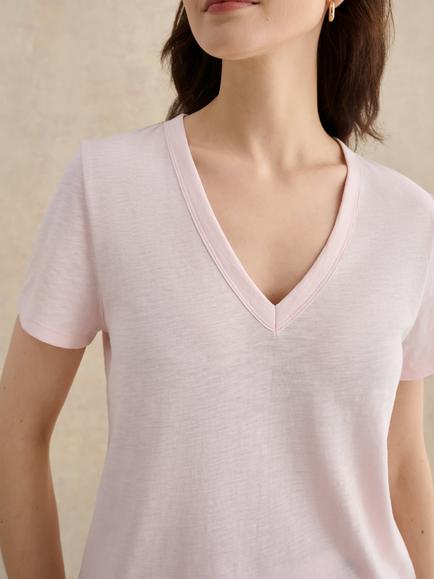 Hobbs Arianna Slub T-Shirt, Pale Pink - view 2, Pale Pink