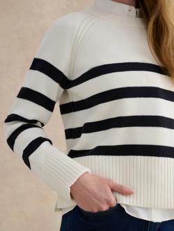 Hobbs Georgie Stripe Jumper, Ivory/Navy - view 2, Ivory/Navy