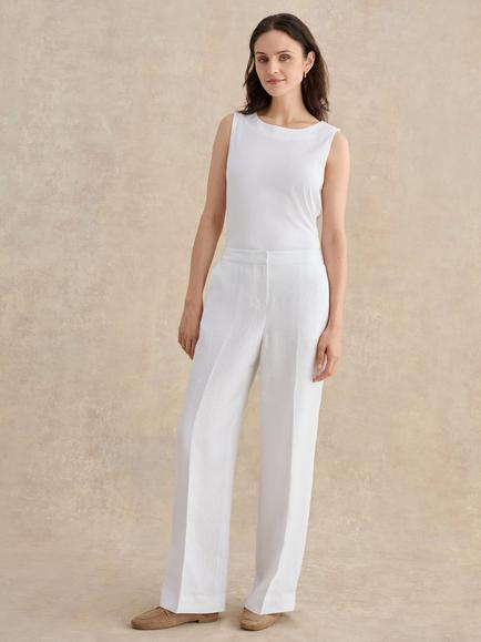 Hobbs Alessia Pure Linen Trousers, White, White