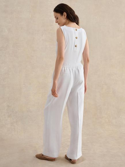 Hobbs Alessia Pure Linen Trousers, White - view 2, White