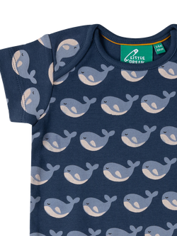 Little Green Radicals Baby Whale Stripe Organic Cotton Bodysuit, Pack of 2, Blue - view 2, Blue