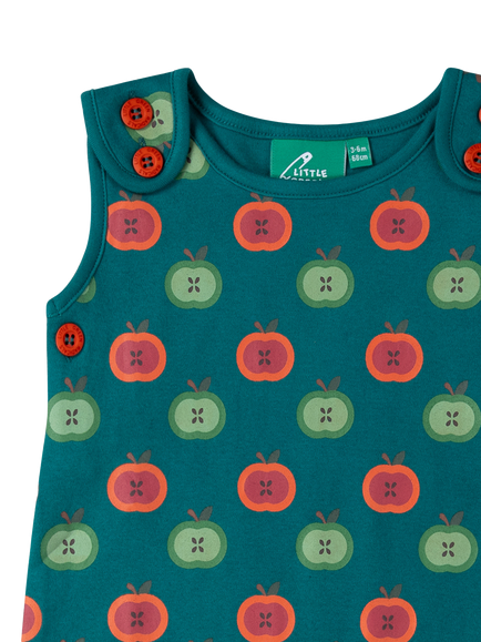 Little Green Radicals Baby Organic Cotton Apple Picking Everyday Dungarees, Blue - view 2, Blue