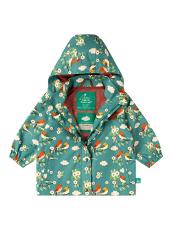 Little Green Radicals Kids' Waterproof & Windproof Bird Raincoat, Turquoise, Turquoise