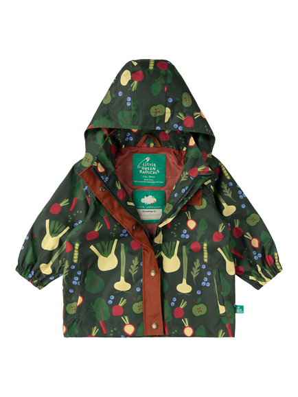 Little Green Radicals Kids' Waterproof & Windproof Vegetable Raincoat, Multi, Multi