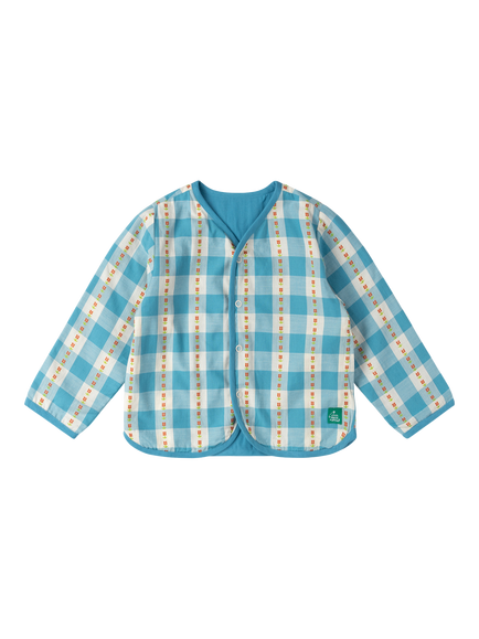 Little Green Radicals Kids' Organic Cotton Check Reversible Jacket, Blue, Blue
