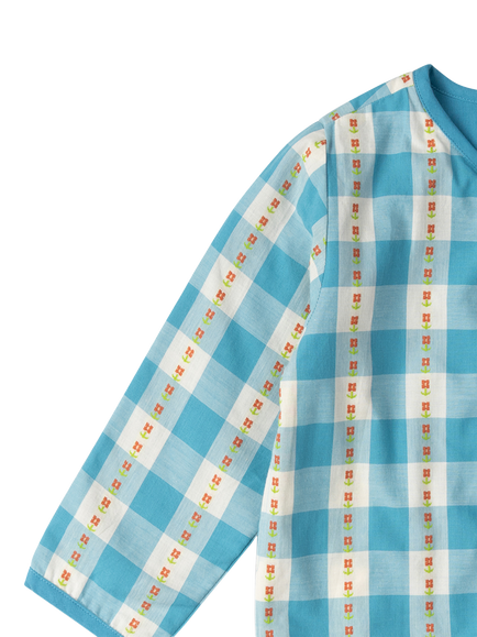 Little Green Radicals Kids' Organic Cotton Check Reversible Jacket, Blue - view 2, Blue