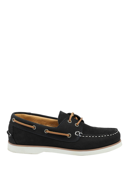 Jones Bootmaker Patrizia Leather Boat Shoes, Navy