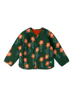 Little Green Radicals Kids' Organic Cotton Floral Reversible Jacket, Green, Green