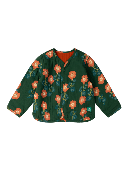 Little Green Radicals Kids' Organic Cotton Floral Reversible Jacket, Green, Green