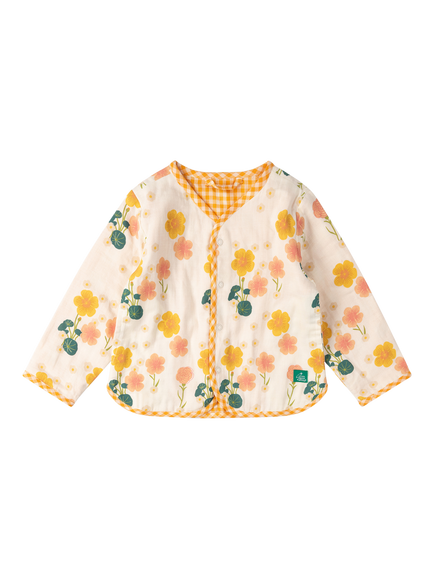Little Green Radicals Kids' Organic Cotton Floral Reversible Jacket, Cream, Cream