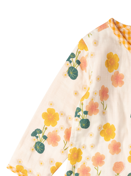 Little Green Radicals Kids' Organic Cotton Floral Reversible Jacket, Cream - view 2, Cream