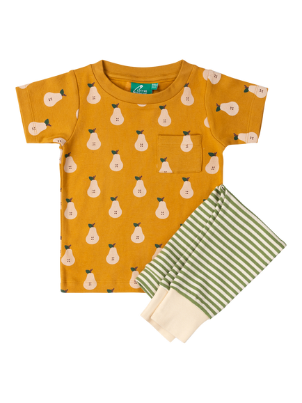 Little Green Radicals Baby Organic Cotton Pear/Stripe T-Shirt & Joggers Set, Gold, Gold