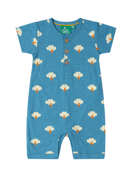Little Green Radicals Baby Organic Cotton Cloud Short Sleeve Romper, Blue, Blue