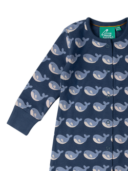 Little Green Radicals Baby Organic Cotton Whale Sleepsuit, Blue - view 2, Blue
