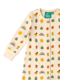 Little Green Radicals Baby Organic Cotton Motif Sleepsuit, Multi - view 2, Multi