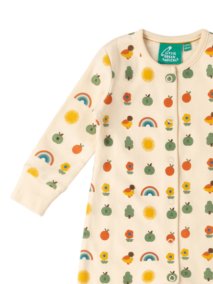 Little Green Radicals Baby Organic Cotton Motif Sleepsuit, Multi - view 2, Multi