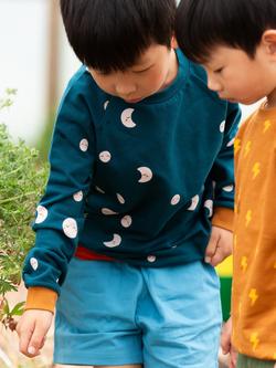 Little Green Radicals Kids' Organic Cotton Moon Raglan Sleeve Sweatshirt, Blue - view 2, Blue
