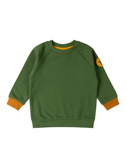 Little Green Radicals Kids' Organic Cotton Colour Block Raglan Sleeve Sweatshirt, Green, Green