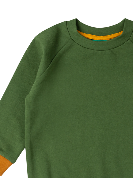 Little Green Radicals Kids' Organic Cotton Colour Block Raglan Sleeve Sweatshirt, Green - view 2, Green