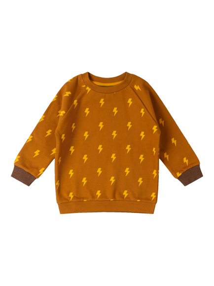 Little Green Radicals Kids' Organic Cotton Lightning Raglan Sleeve Sweatshirt, Gold, Gold