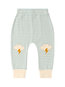 Little Green Radicals Baby All Weather Striped Knee Patch Organic Cotton Joggers, Blue, Blue