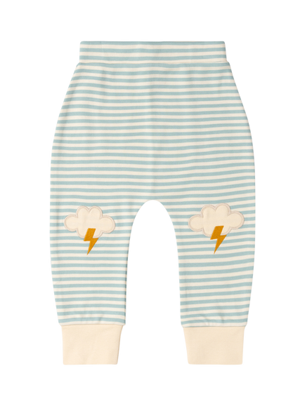 Little Green Radicals Baby All Weather Striped Knee Patch Organic Cotton Joggers, Blue, Blue