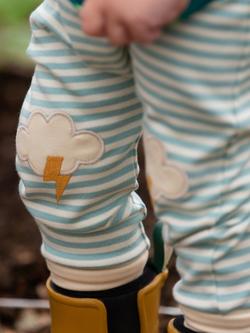 Little Green Radicals Baby All Weather Striped Knee Patch Organic Cotton Joggers, Blue - view 2, Blue