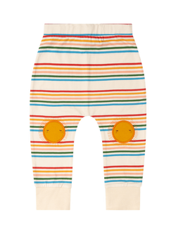Little Green Radicals Baby Striped Sun Rays Knee Patch Organic Cotton Joggers, Multi