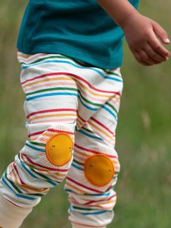 Little Green Radicals Baby Striped Sun Rays Knee Patch Organic Cotton Joggers - view 2, Multi