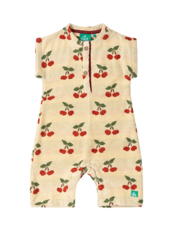 Little Green Radicals Baby Organic Cotton Cherry Short Sleeve Romper, Cream, Cream