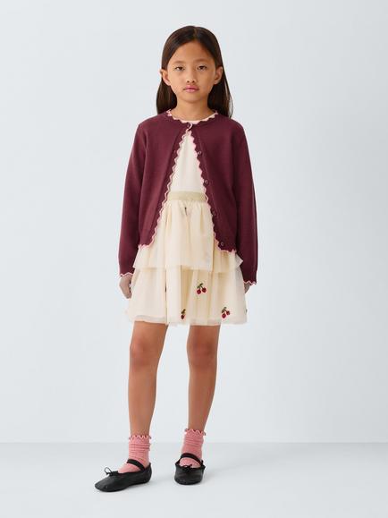 John Lewis Kids' Cherry Sequinned Tulle Dress, Multi - view 2, Multi