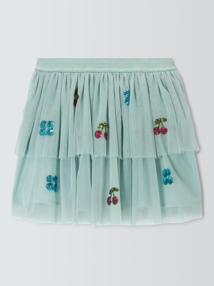 John Lewis Kids' Sequinned Party Skirt, Multi - view 2, Multi