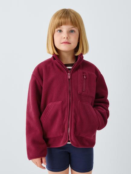 John Lewis Kids' Fleece Zip Through Jacket, Berry, Berry