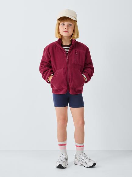 John Lewis Kids' Fleece Zip Through Jacket, Berry - view 2, Berry