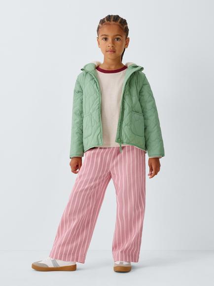 John Lewis Kids' Heart Quilt Shower Resistant Gilet Jacket, Green - view 2, Green