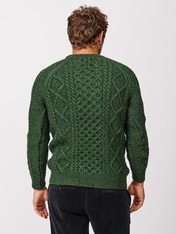 Aubin Aran Knitted Wool Jumper - view 2, Khaki