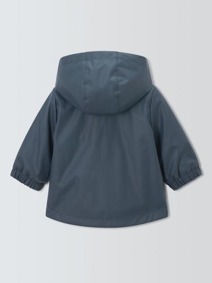 John Lewis Baby Apple Showerproof Borg Lined Raincoat, Navy - view 2, Navy